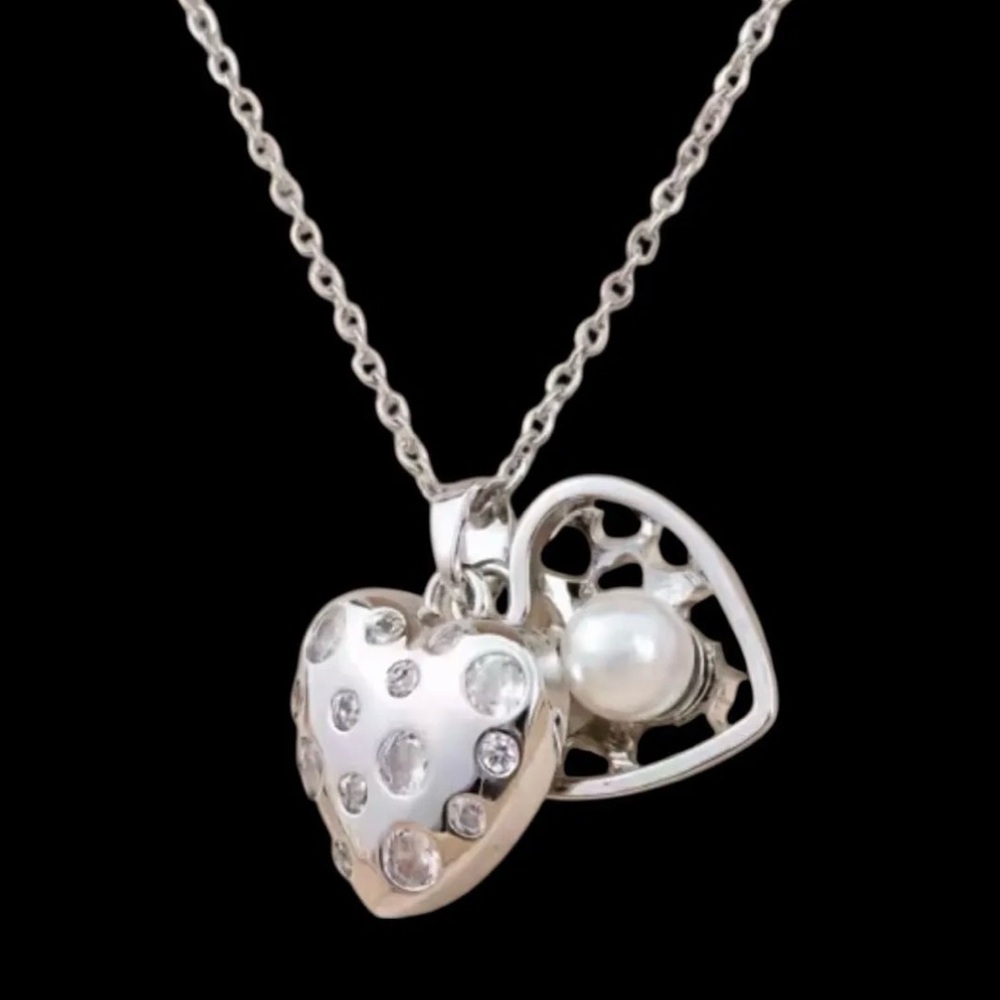 N11-N12 - FREE SHIP - 18K Gold Plated or Stainless Steel Heart & Stone Necklace
